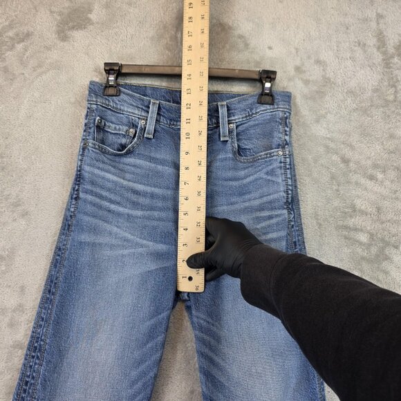 Levi's Jeans Womens 28 Blue Denim Cropped Straight Raw Hem Frayed Stretch Y6867 - Picture 3 of 11